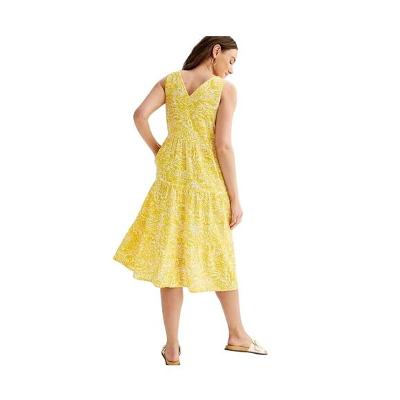 Sonoma Goods for Life Women's Yellow Tiered V-Neck Midi Dress XS - Picture 3 of 4